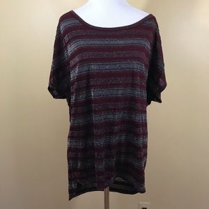 Seven 7 Burgundy Silver metallic shirt 14/16